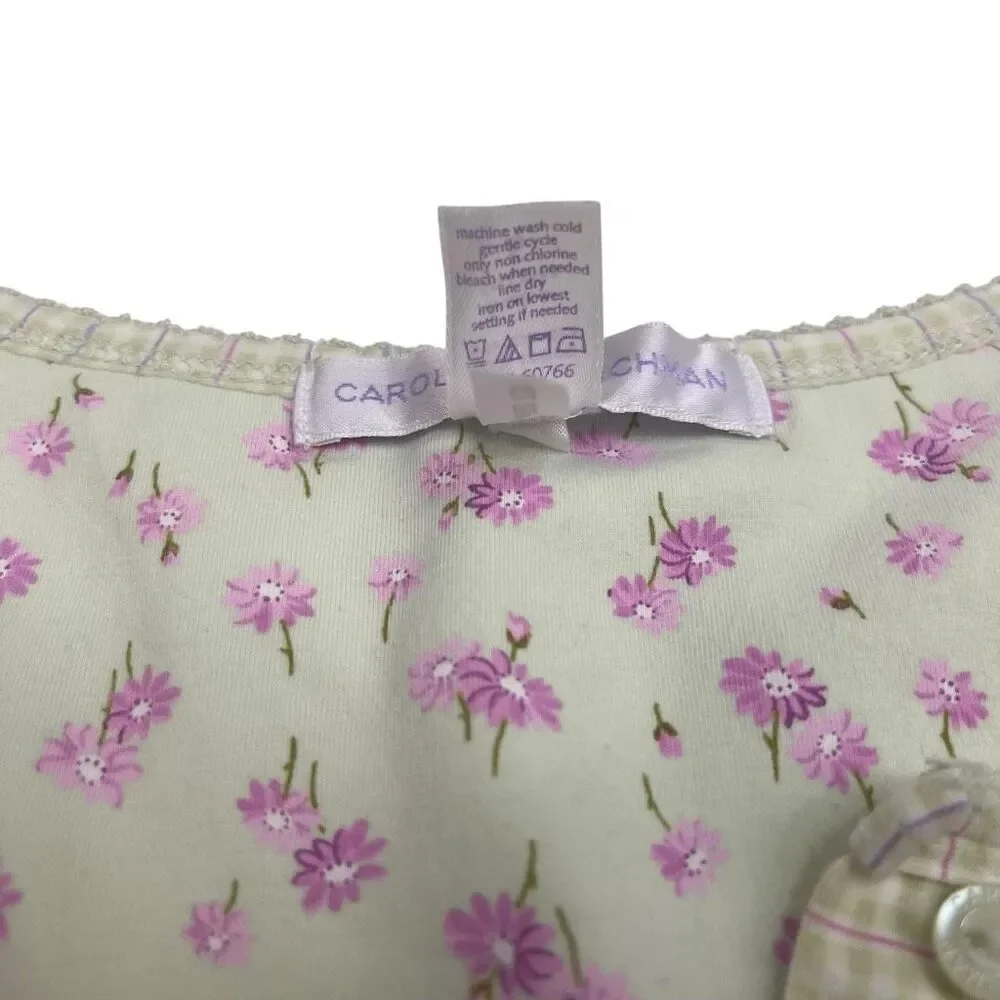 Carole Hochman Womens Floral Cotton Short Sleeve Nightgown Green Purple Sz Small